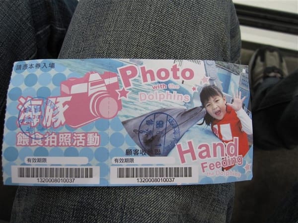 本次行程的不一樣之處 海豚互動卷 親一次要300元 >""<