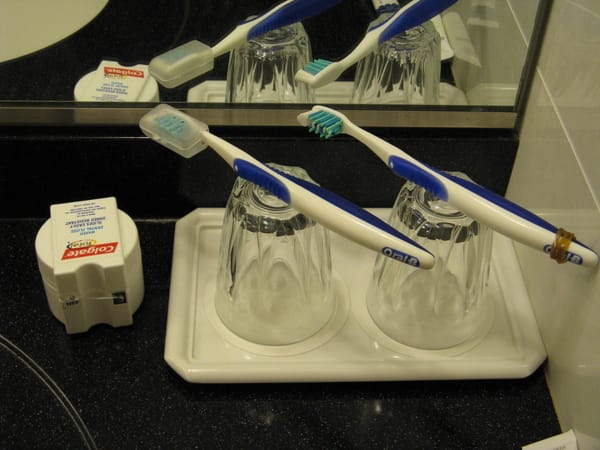 我們都有自己帶牙刷,但他們這樣擺也太可愛了,好平行