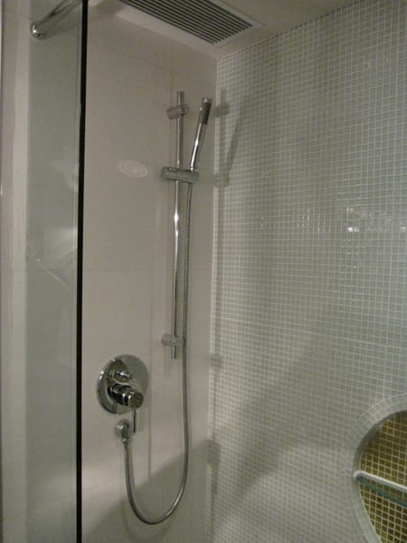 浴室水很強,可惜沒有浴缸,蓮蓬頭造型很像麥克風 浴室水很強,可惜沒有浴缸,蓮蓬頭造型很像麥克風