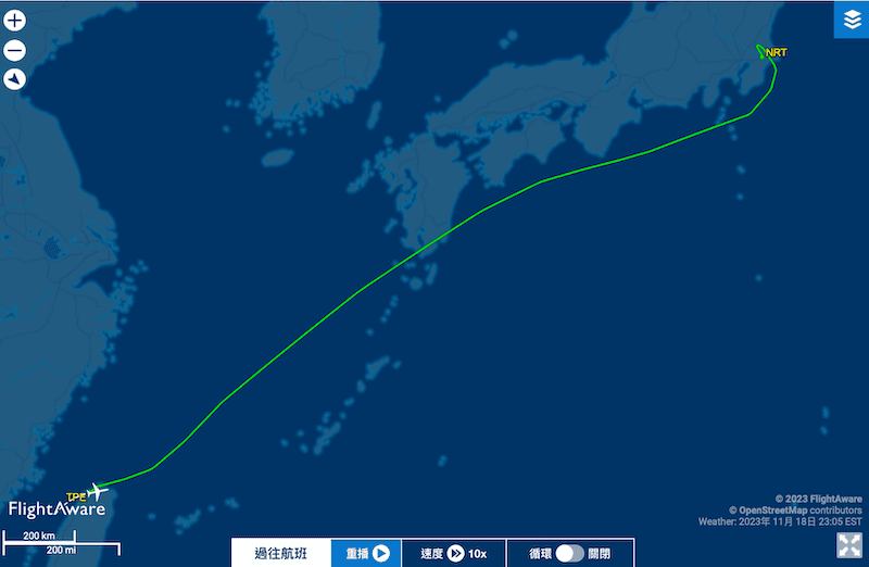 2023-11-19 日本航空JL802 TPE-NRT 
